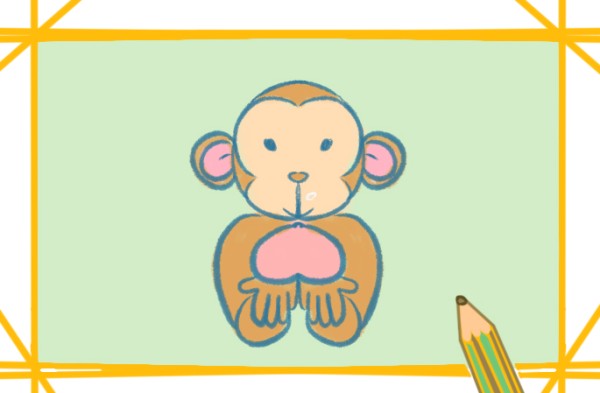 Simple drawing of lively and cute macaque