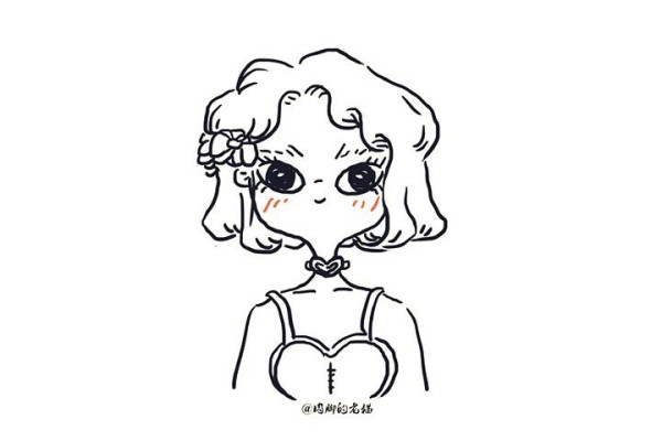 Curly hair little beauty simple drawing picture