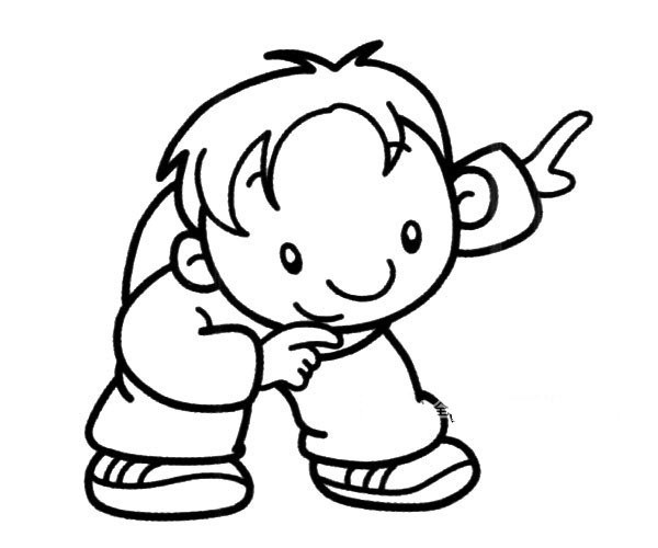 Simple drawing picture of little boy doing exercises