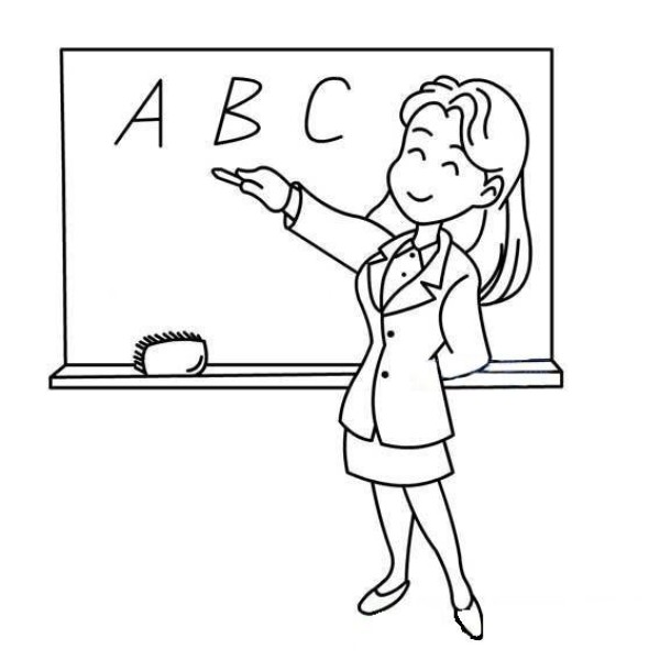 A set of simple drawing pictures of female teachers