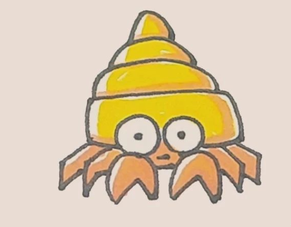 Simple drawing of hermit crab