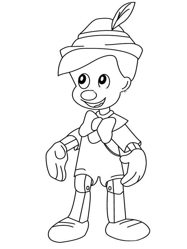 Cartoon character simple drawing Pinocchio