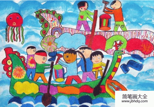 Festival-themed childrens paintings-Dragon Boat Festival with strong feelings