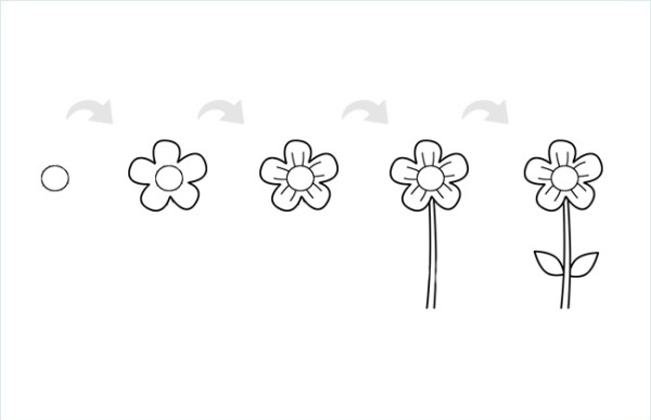 Simple strokes of small flowers including step pictures