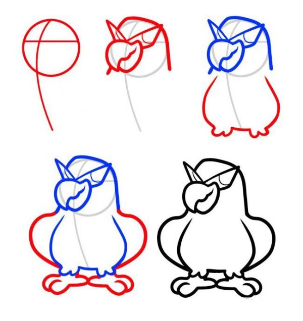 Cartoon eagle simple drawing tutorial