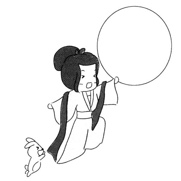 Chang'e and the Jade Rabbit Flying to the Moon