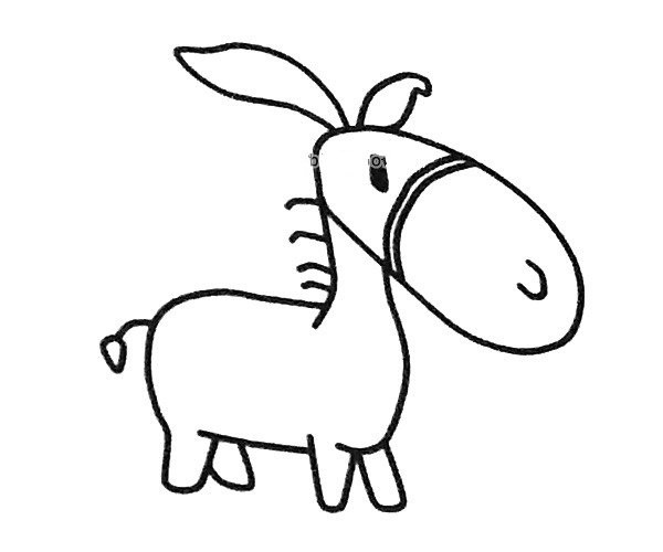 Four cute little donkey simple drawing pictures