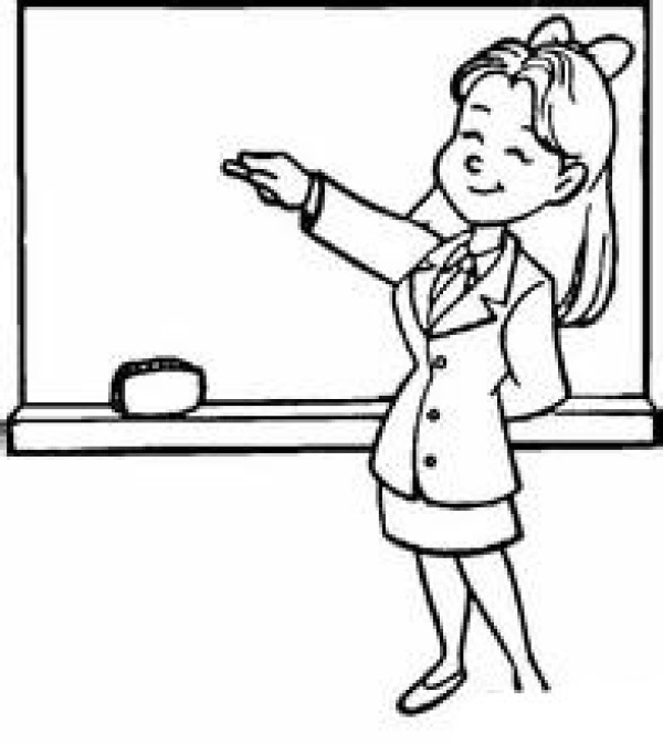 Collection of simple drawings. Simple drawings of female teachers in class.