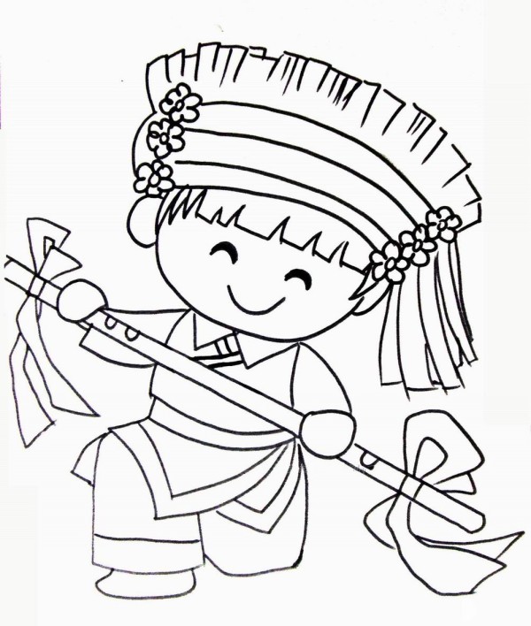 Simple drawing pictures of little Bai girls