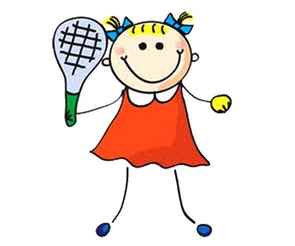 little girl playing tennis