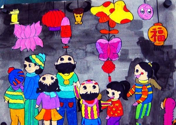 Appreciation of children’s paintings about the Lantern Festival in 2017