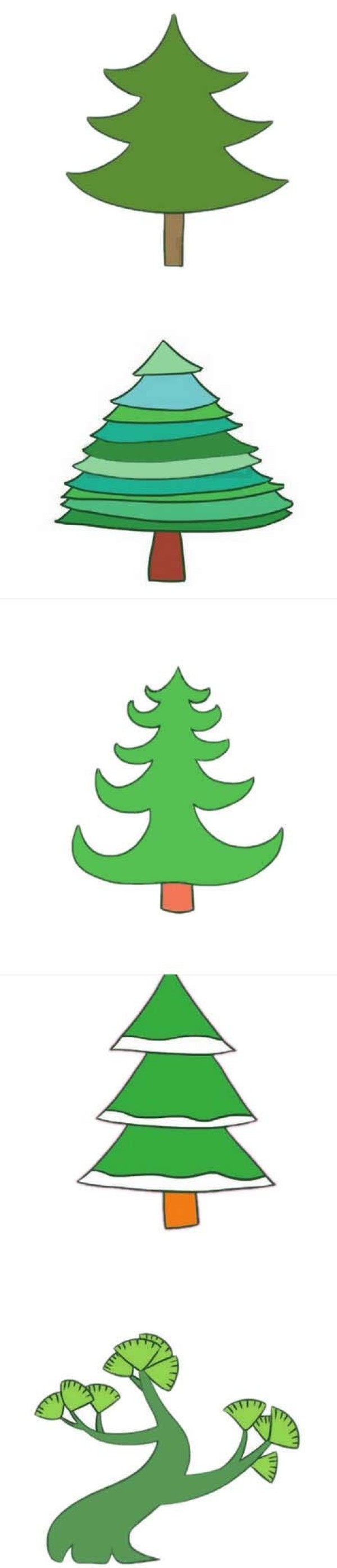 How to draw cartoon pine tree