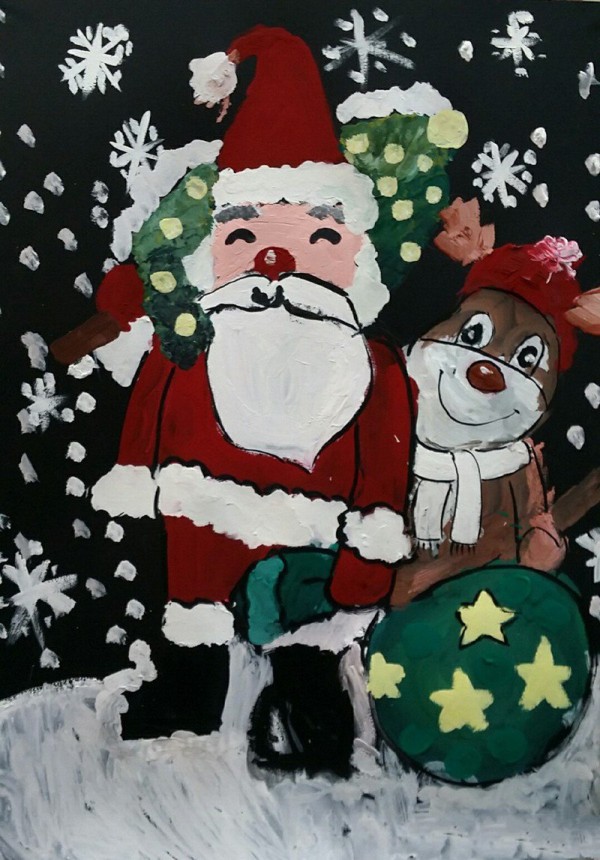 A set of beautiful Christmas childrens gouache paintings