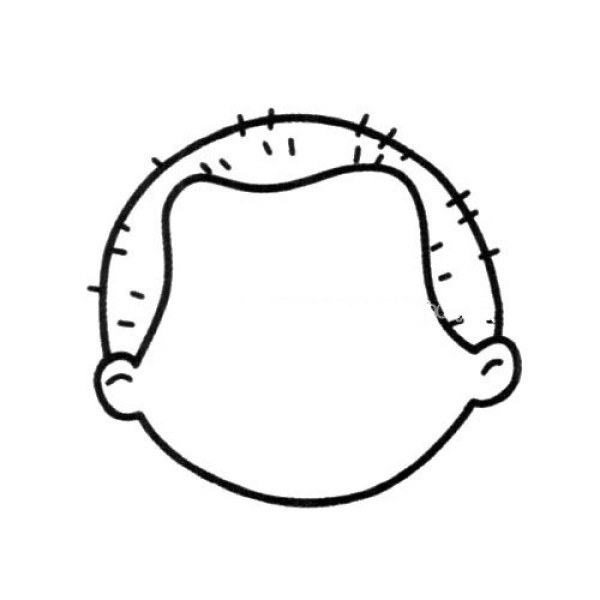 A set of simple drawings of little boys head outlines