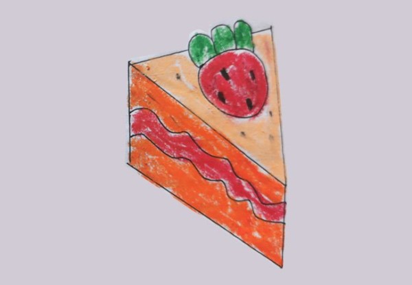 Simple drawing of strawberry cake drawn by children