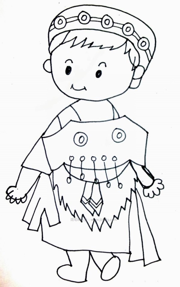 Simple strokes of Tujia little girl