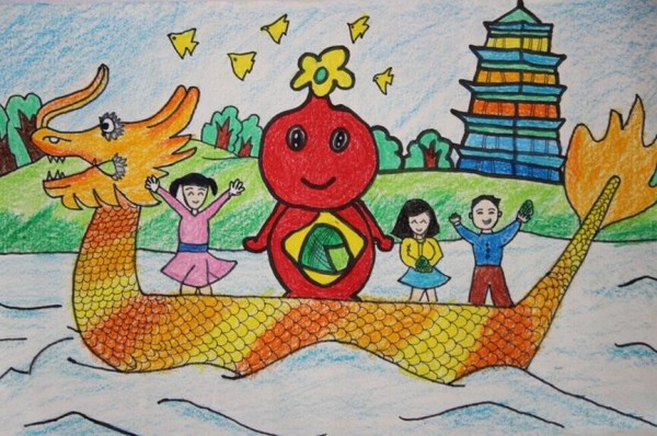 Appreciation of paintings of cute rice dumpling dolls and dragon boat racing during Dragon Boat Festival