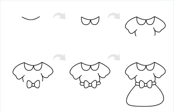 Simple drawing methods and steps of a small skirt