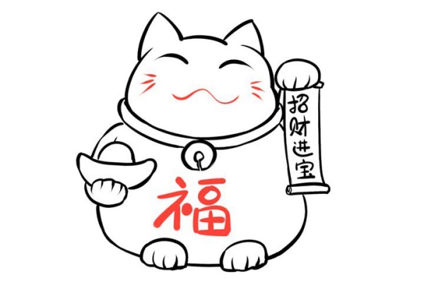 How to draw Lucky Cat