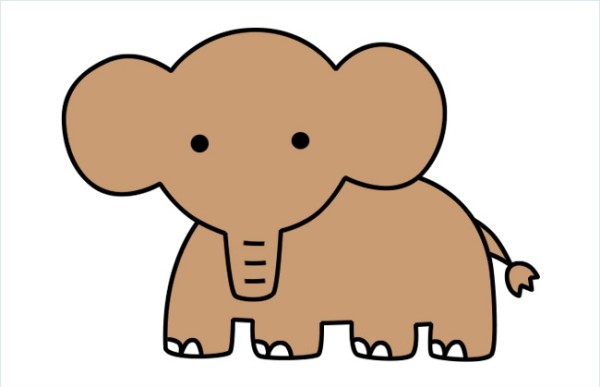 Elephant simple drawing pictures with color steps tutorial