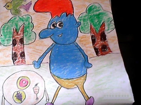 Childrens oil stick paintings cute smurfs