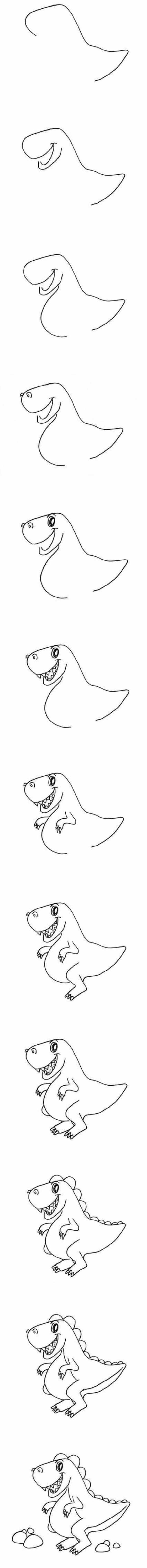 How to draw cartoon dinosaur coloring