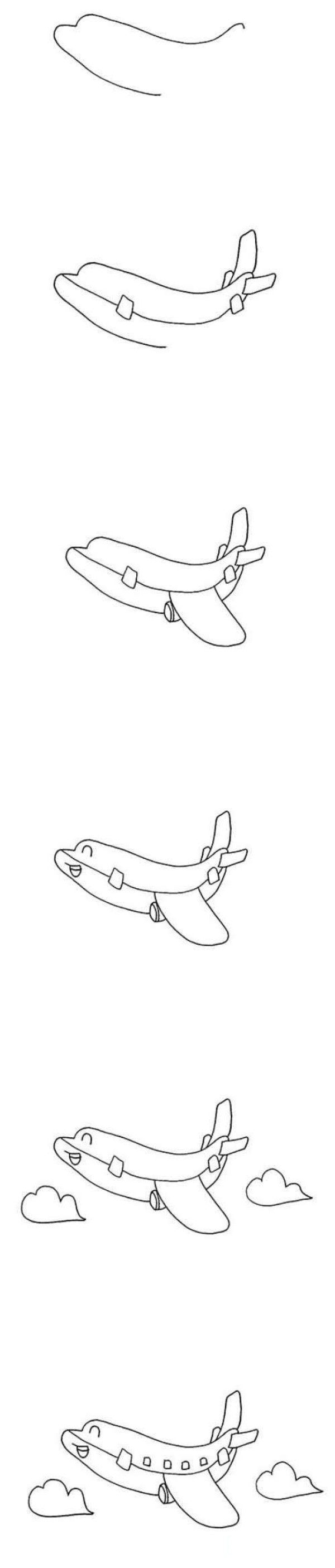 How to draw a simple cartoon airplane