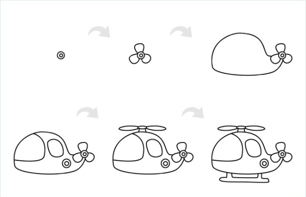 How to draw a simple helicopter drawing step by step