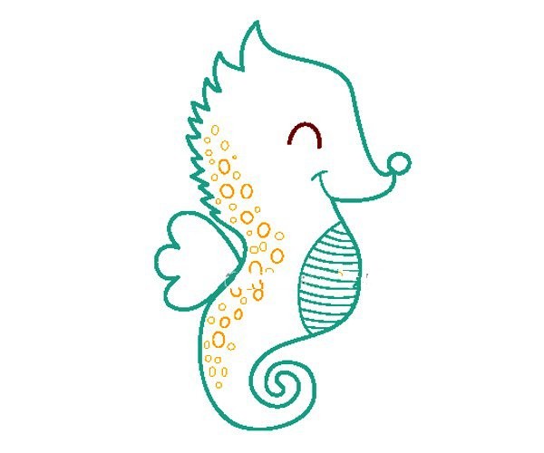 Cute little seahorse simple drawing picture