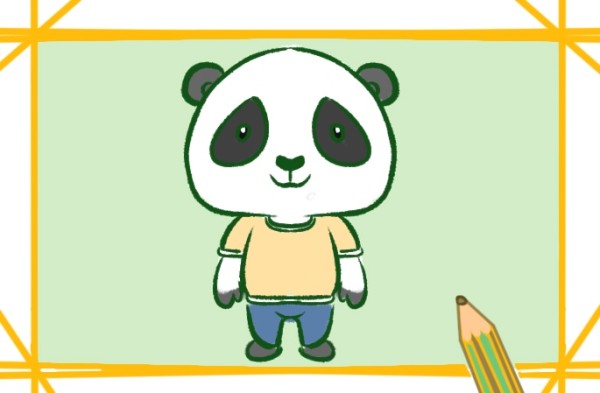 Cartoon giant panda simple drawing