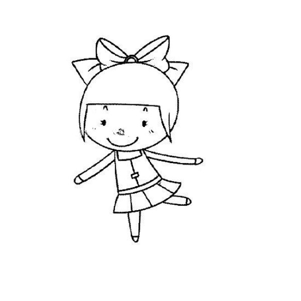 A set of cute little girl simple drawing pictures