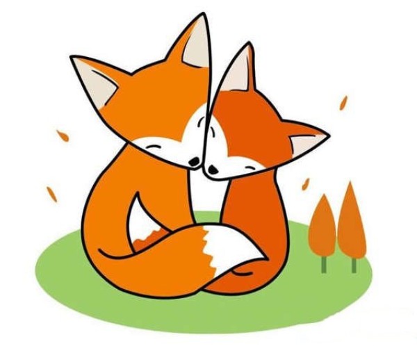 Cartoon little fox simple strokes