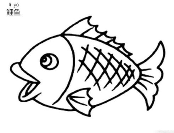 Childrens simple drawing of carp