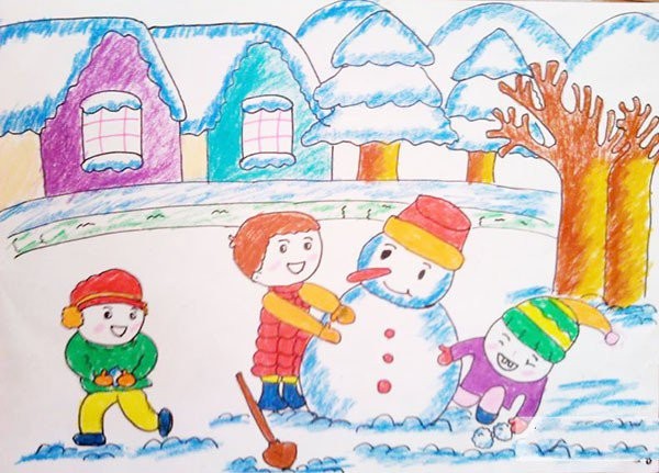 Beautiful winter childrens paintings by primary school students