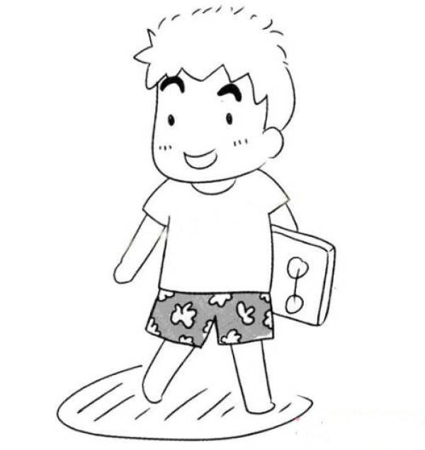 Simple drawing of little boy walking