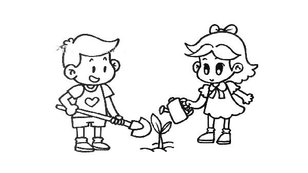 Simple drawing of childrens labor scene