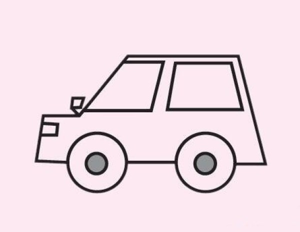 Simple drawings of various cars