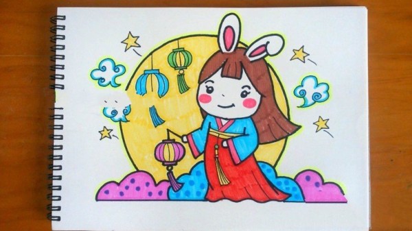 Mid-Autumn Festival simple drawing tutorial: Chang'e flying to the moon