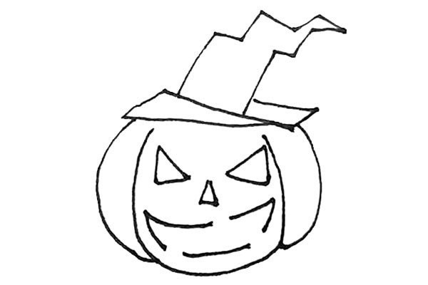 Pumpkin lantern wearing witch hat