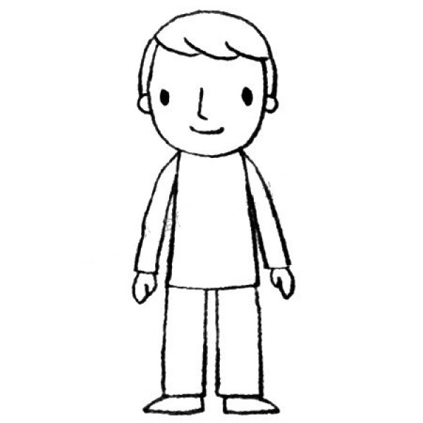 Simple drawing tutorial of a little boy wearing a striped T-shirt