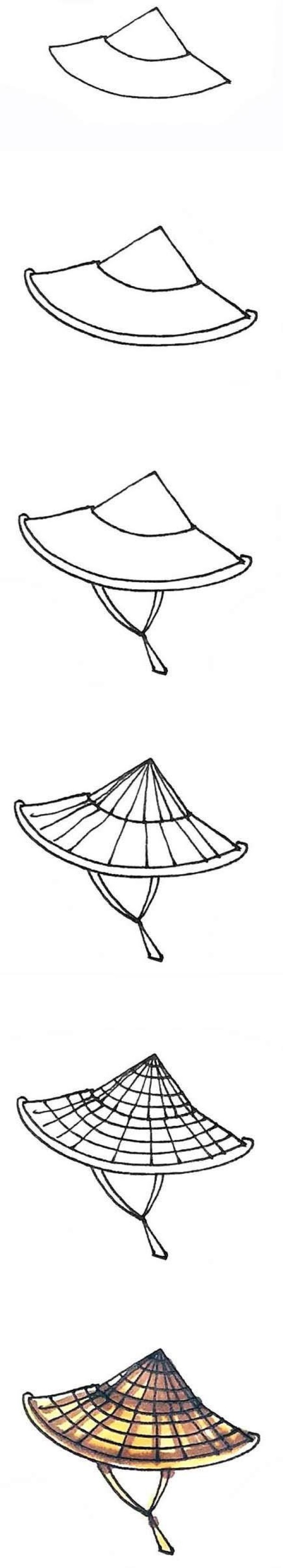 How to draw a farmers bamboo hat