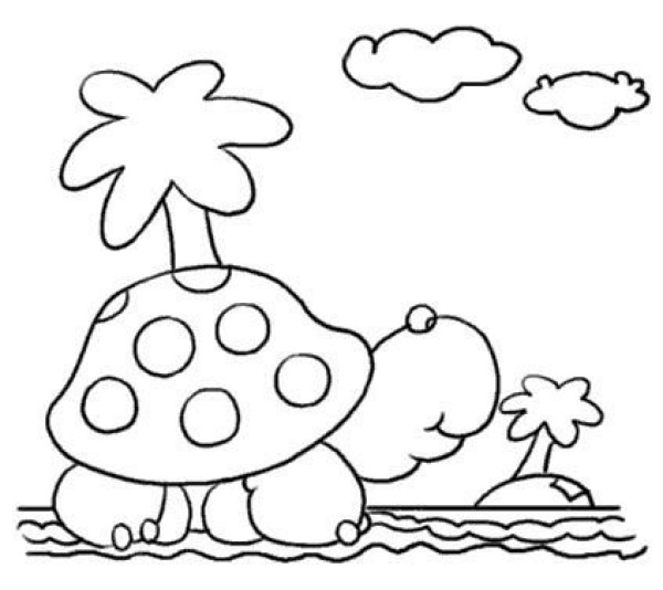 Simple drawing of turtle on the beach