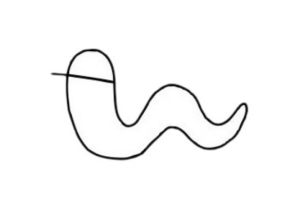 Simple drawing of cartoon earthworm