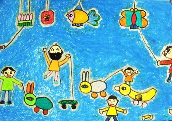 Appreciation of children’s paintings of celebrating the Lantern Festival happily in 2017