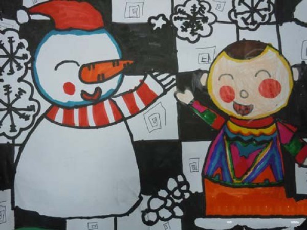 Winter-themed childrens drawings - happy every day