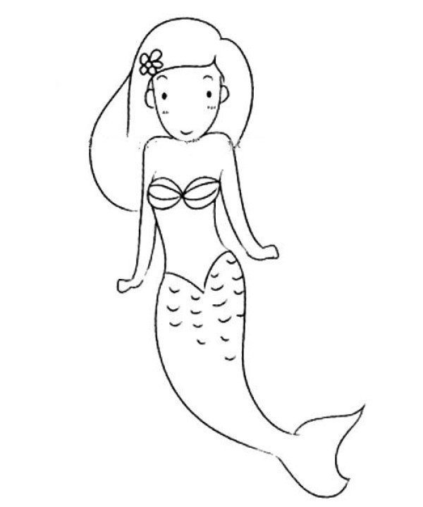 Beautiful mermaid simple drawing tutorial