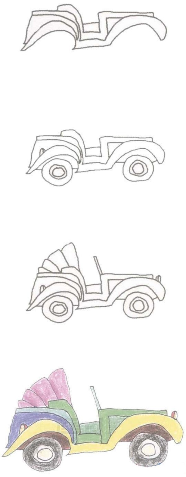 How to draw a colorful classic car