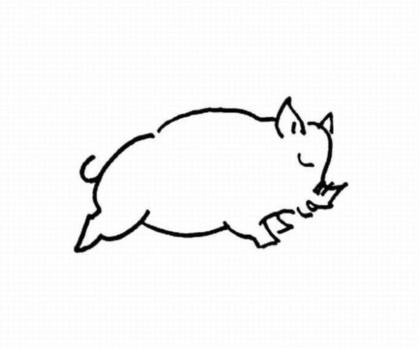 Childrens simple animal drawing piglet