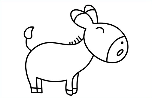 Simple drawing pictures of little donkey including step-by-step drawing methods