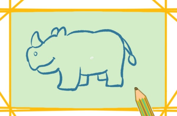 Simple drawing of rhinoceros on land